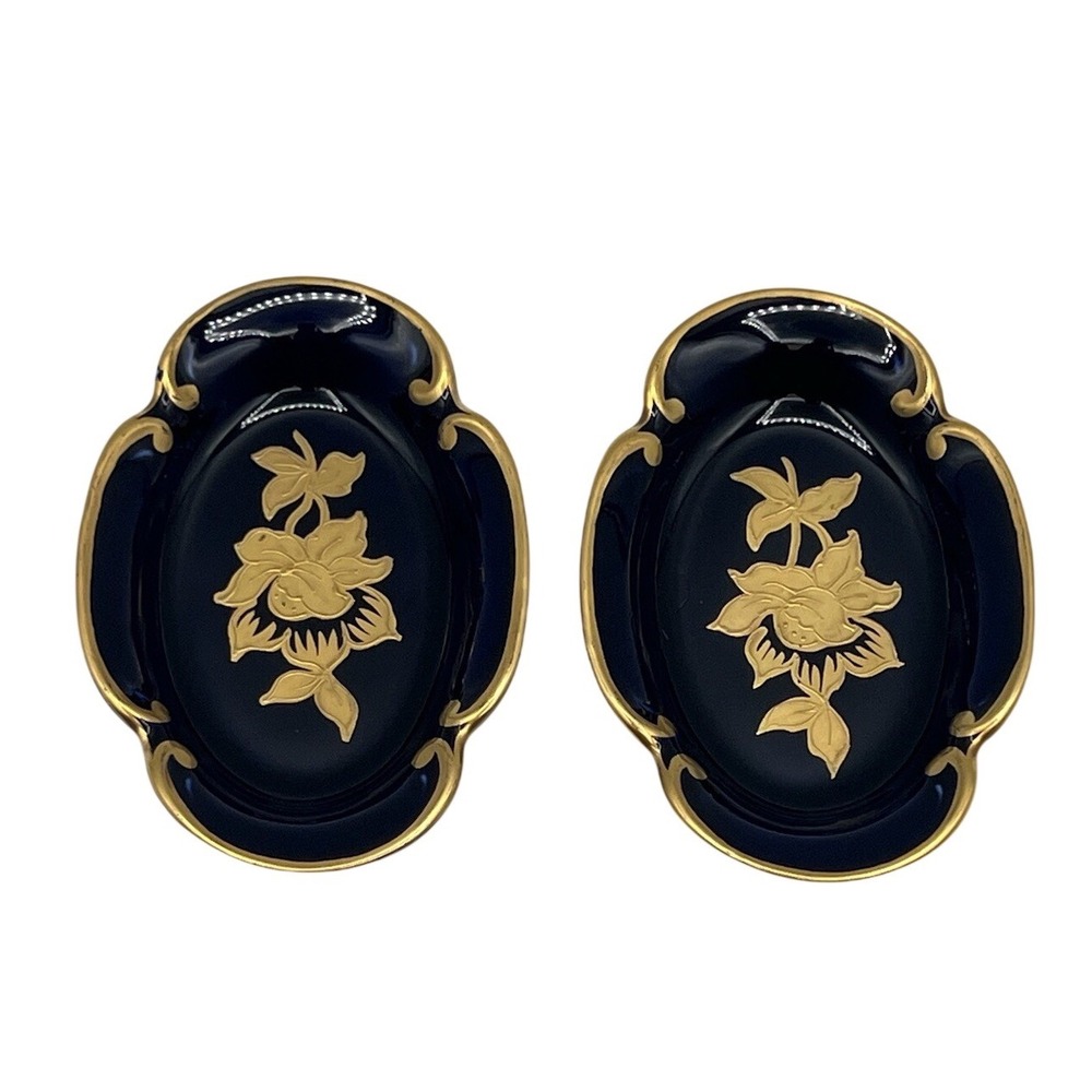 2 vintage jlmenau graf von henneberg Cobalt Blue Gold Porcelain Dish's